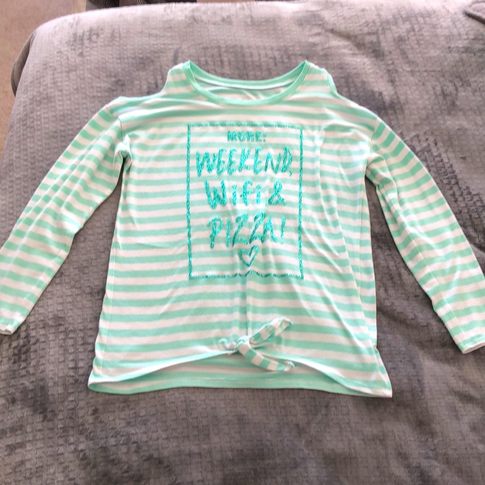 Justice Mint Striped Tie Shirt